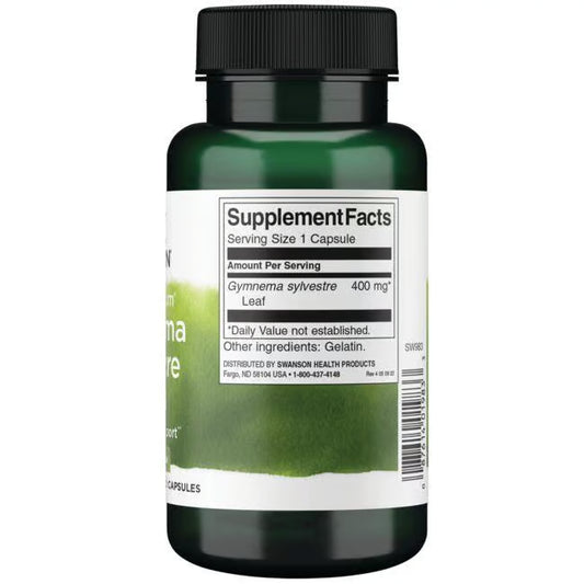 SWANSON GYMNEMA SYLVESTRE LEAF 400 MG 100 capsules GO GET FIT