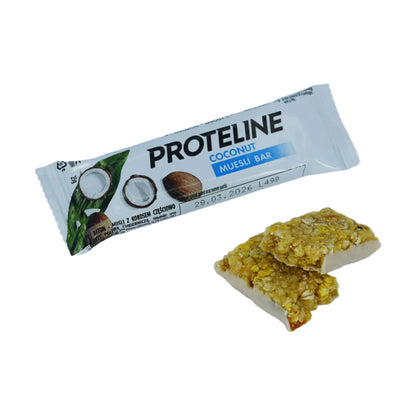 Baton – musli z kokosem, częściowo w polewie cukierniczej (25g) Baton proteinowy