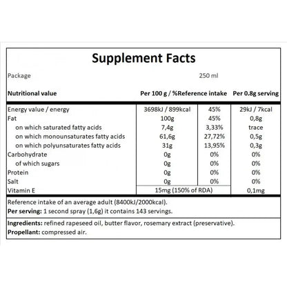 SPRAY DO SMAŻENIA 250 ML - OLEJ RZEPAKOWY O MAŚLANYM SMAKU CHEAT MEAL