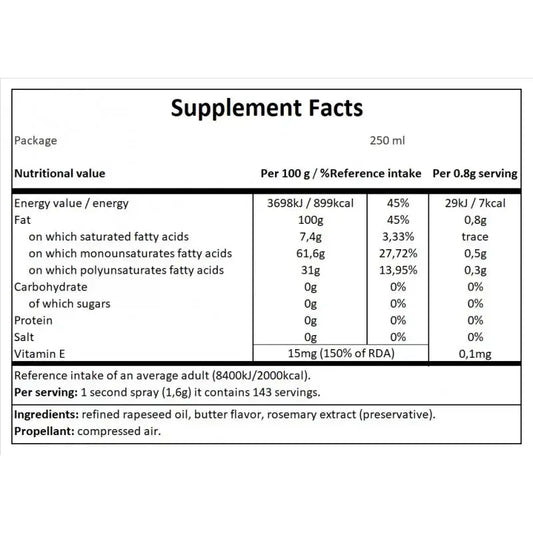 SPRAY DO SMAŻENIA 250 ML - OLEJ RZEPAKOWY O MAŚLANYM SMAKU CHEAT MEAL
