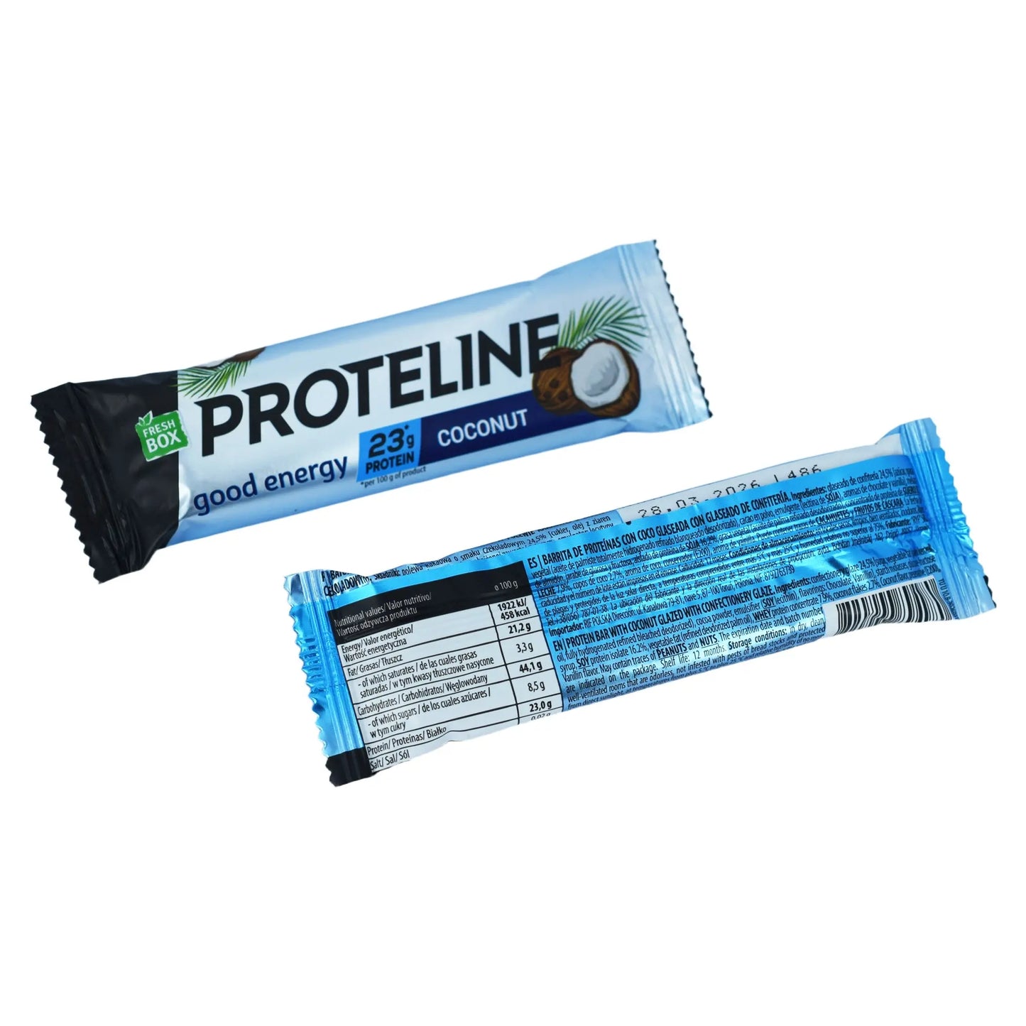 PROTELINE - Baton białkowy z kokosem w polewie cukierniczej (40g) PROTELINE