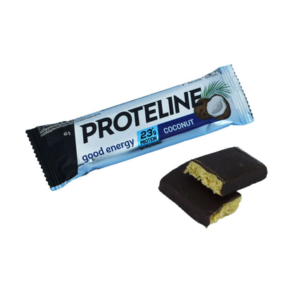 PROTELINE - Baton proteinowy z kokosem, oblany polewą cukierniczą (40g) PROTELINE