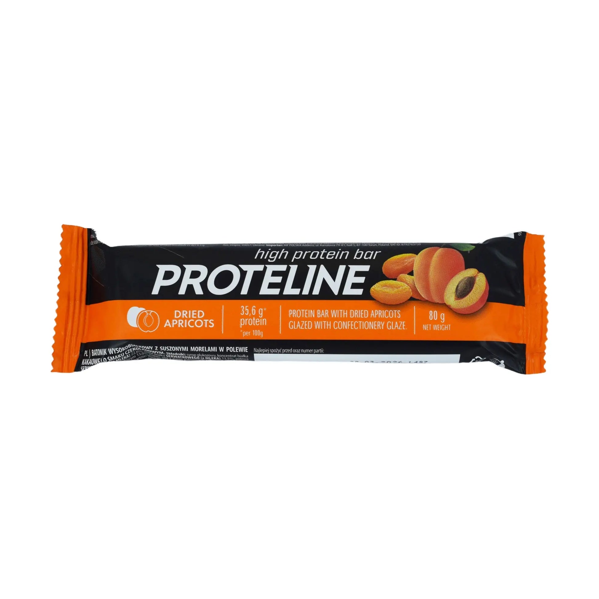 PROTELINE - Baton proteinowy z suszonymi morelami w polewie cukierniczej (80 g) PROTELINE