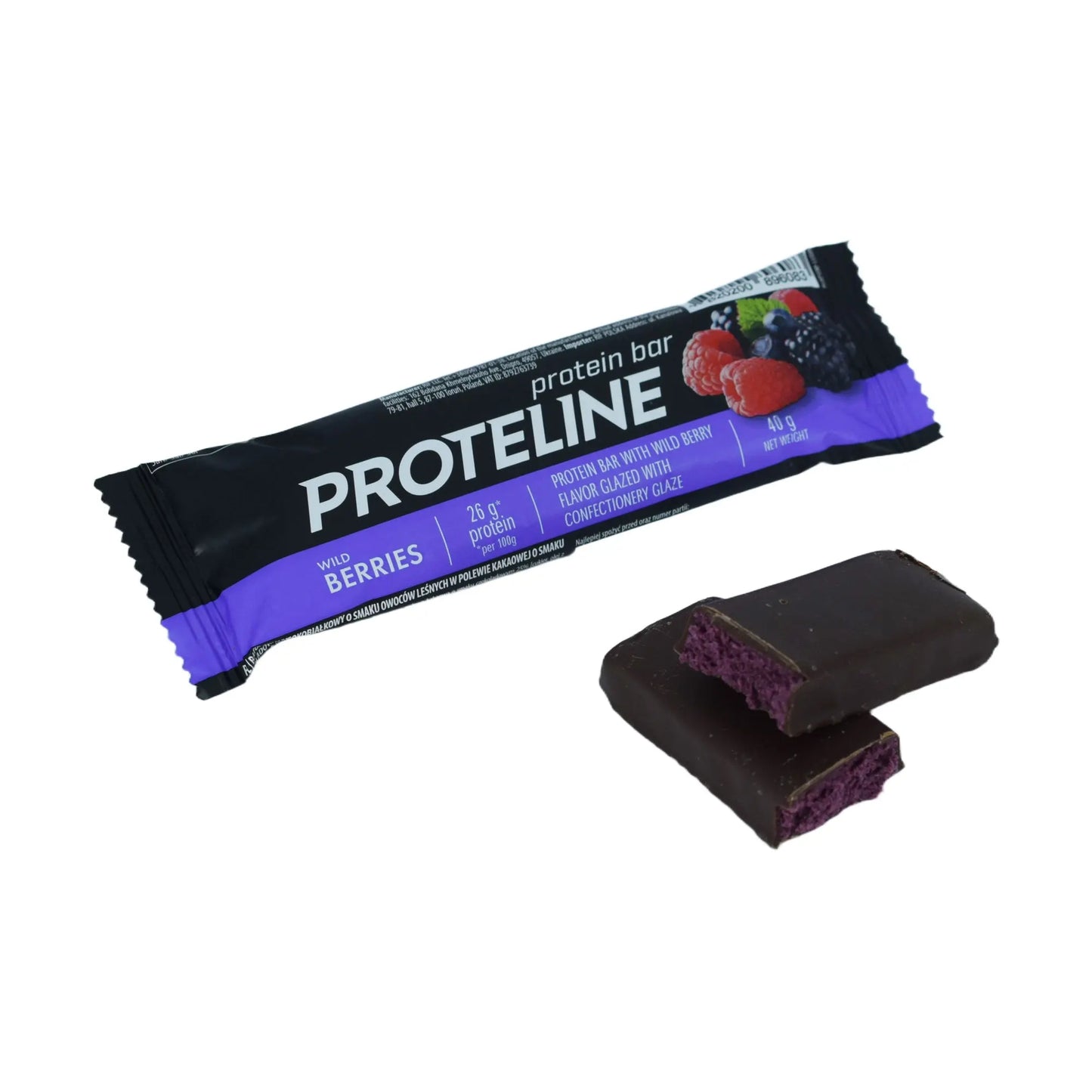 PROTELINE - Baton proteinowy o smaku owoców leśnych w polewie cukierniczej (40 g) PROTELINE