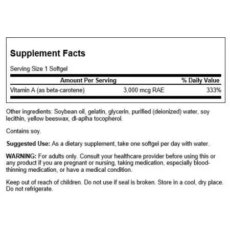 SWANSON BETA-KAROTEN 10000 IU (3000 MCG) 100 SZT. SWANSON