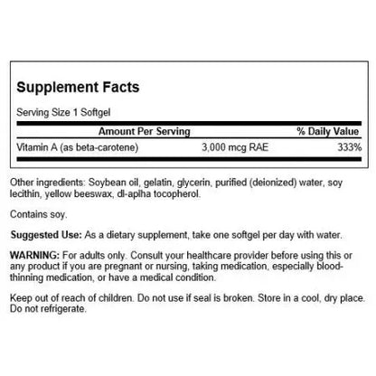 SWANSON BETA-KAROTEN 10000 IU (3000 MCG) 100 SZT. SWANSON