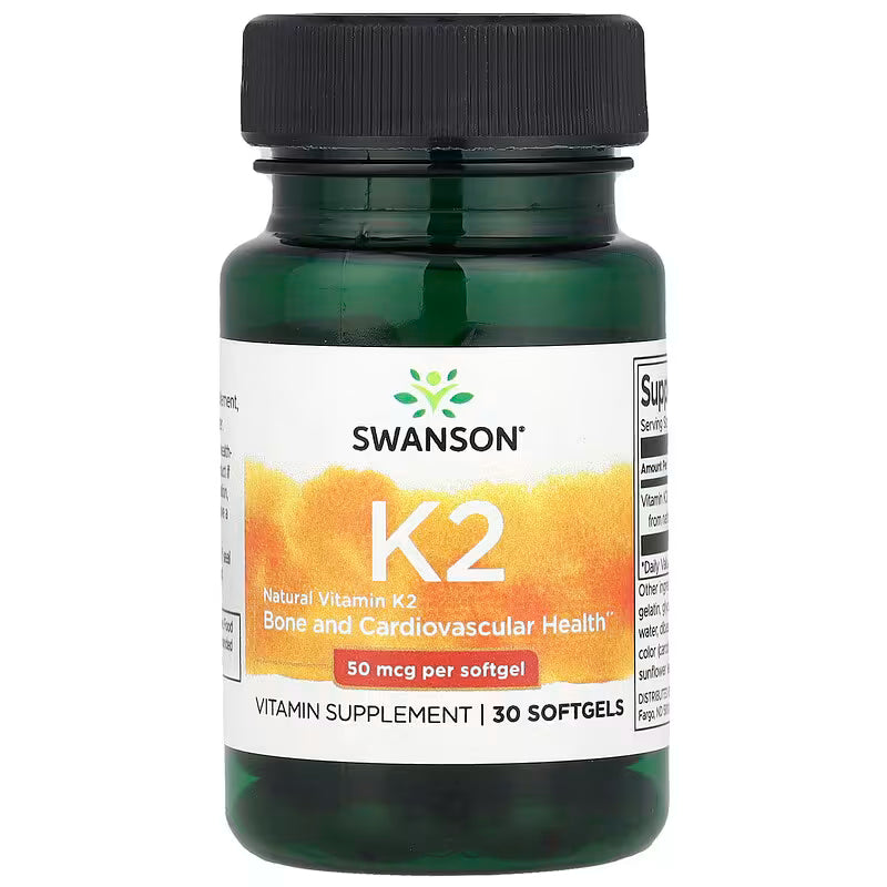 Swanson Naturalna witamina K2 50 mcg 30 kapsułek żelowych SWANSON