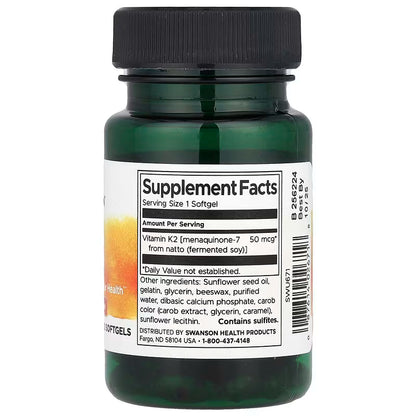 Swanson Naturalna Witamina K2 50 mcg 30 kapsułek miękkich SWANSON