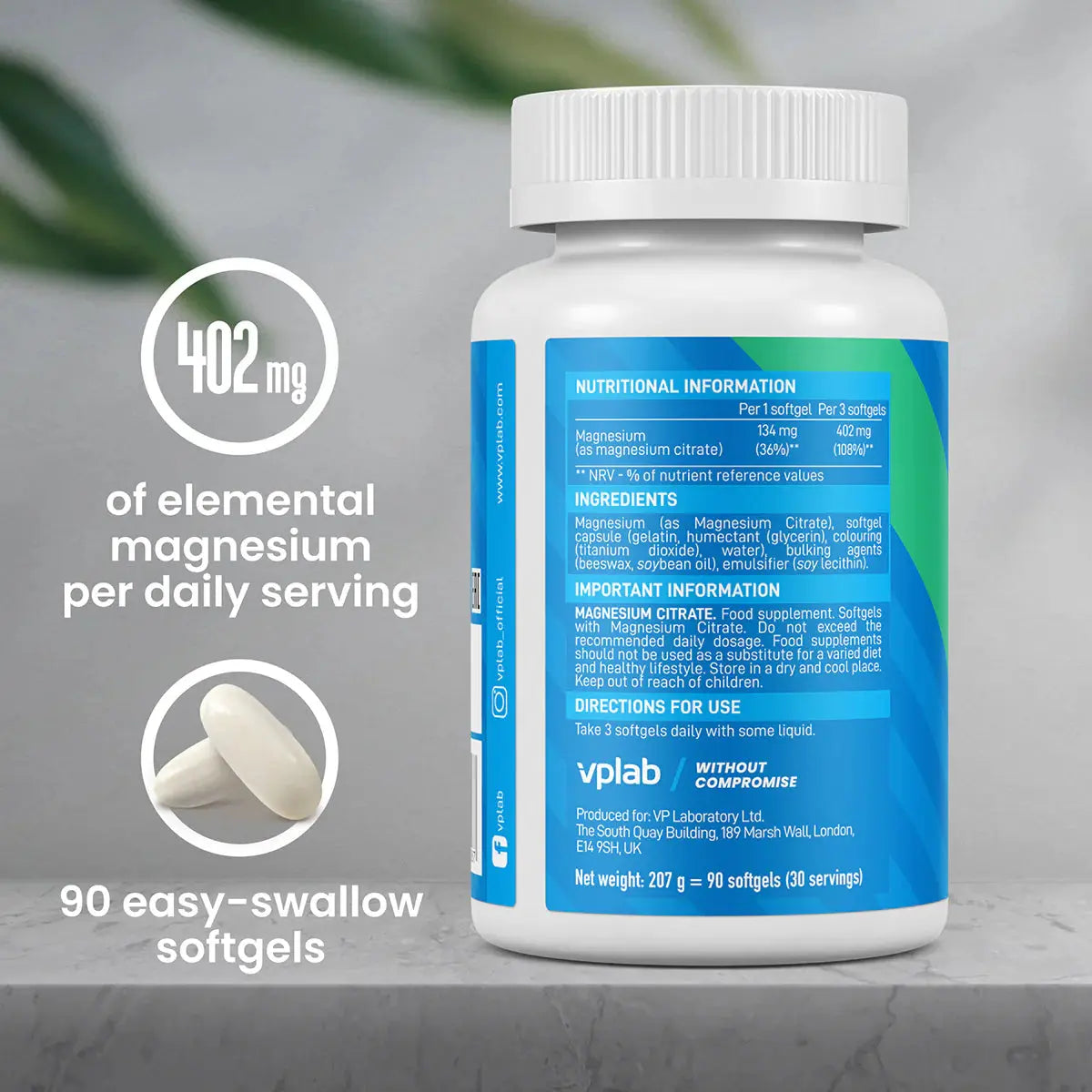 Vplab Magnesium Citrate 90 kapsułek miękkich Vplab